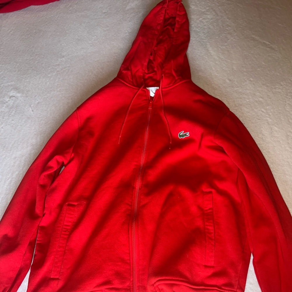 Used XL (Fits Small) Lacoste Zip Up W/ “LACOSTE” on the Hood